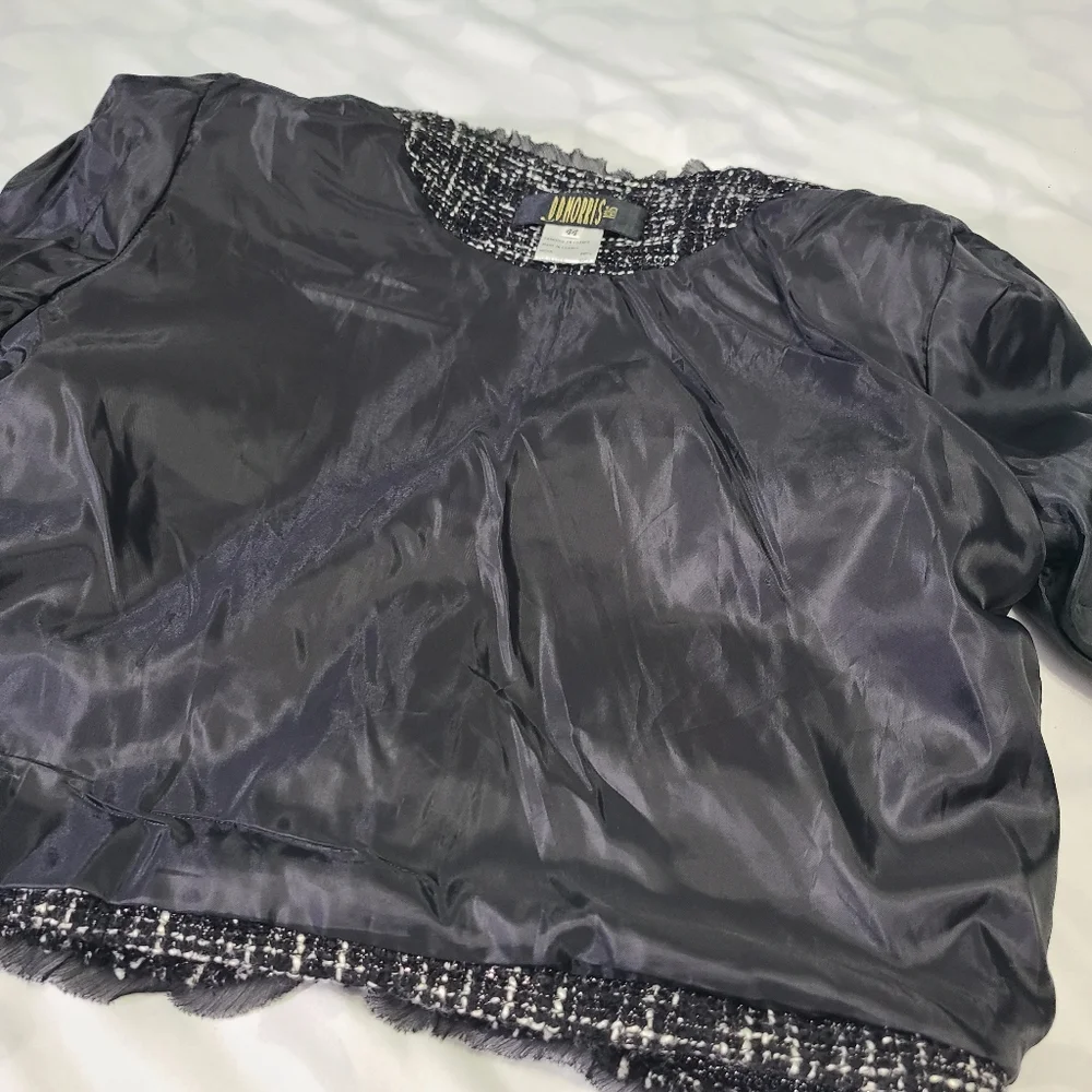 DDMorris Paris Black Tweed Women's Blazer/ Jacket‎ NWT Size 44/Small